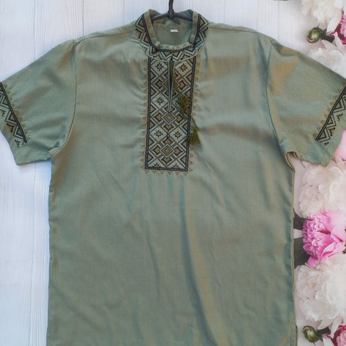 Вышиванка Кузя (S-3XL) 041 khaki (лето) Кузя 041 khaki