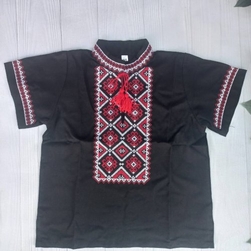Вышиванка Кузя (140-164) 049 black (лето) Кузя 049 black