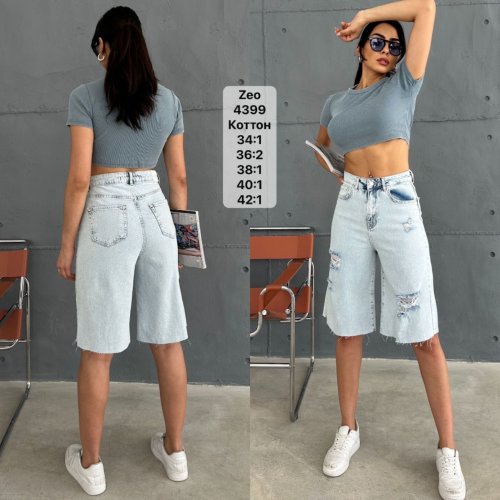Бриджи Jeans Style (34-42) 4399 l.blue (лето) Jeans Style 4399 l.blue