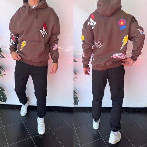 Худи Three Black (S-XL) 1642 brown (зима) Three Black 1642 brown