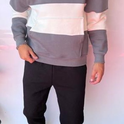 Худи Three Black (S-XL) 1648 grey (зима) Three Black 1648 grey
