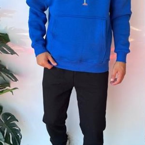Худи Three Black (S-XL) 1654 blue (зима) Three Black 1654 blue