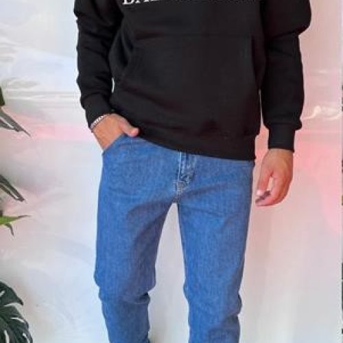 Худи Three Black (S-XL) 1705 black (зима) Three Black 1705 black