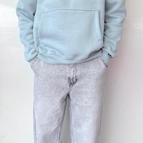 Худи Three Black (S-XL) 1719 l.blue (зима) Three Black 1719 l.blue