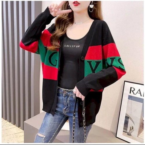 Кардиган LeVisha (44-50) 26331 black-red (деми) LeVisha 26331 black-red