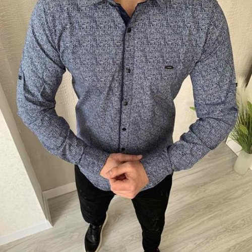 Рубашка Nik (M-3XL) 55511 navy (деми) Nik 55511 navy