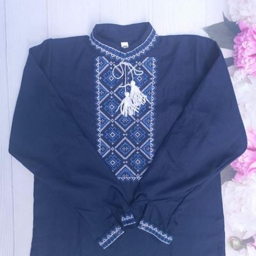 Вышиванка Кузя (110-134) 068 navy (деми) Кузя 068 navy