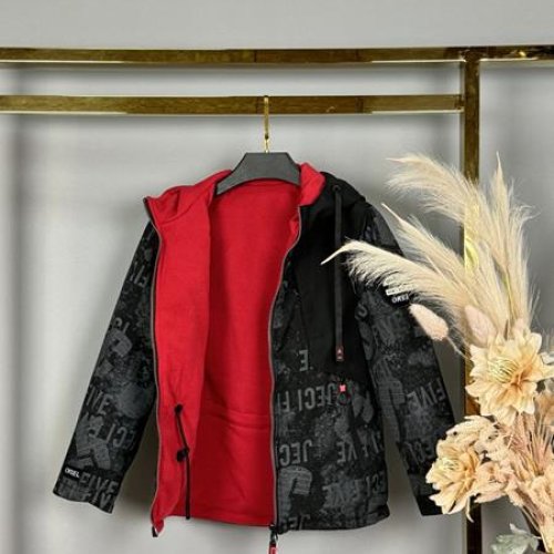 Куртка Delfinka (122-146) B133 black-red (деми) Delfinka B133 black-red
