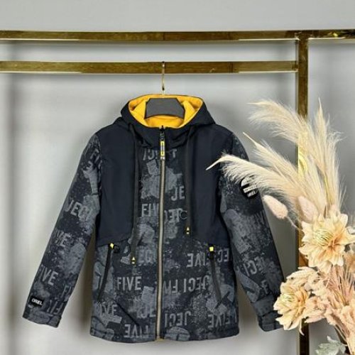 Куртка Delfinka (122-146) B133 black-yellow (деми) Delfinka B133 black-yellow