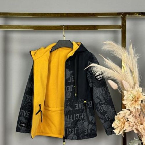 Куртка Delfinka (122-146) B133 black-yellow (деми) Delfinka B133 black-yellow