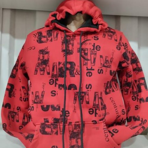 Худи Panda (S-2XL) 1457 red (зима) Panda 1457 red