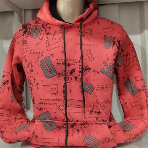 Худи Panda (S-2XL) 1497 red (зима) Panda 1497 red