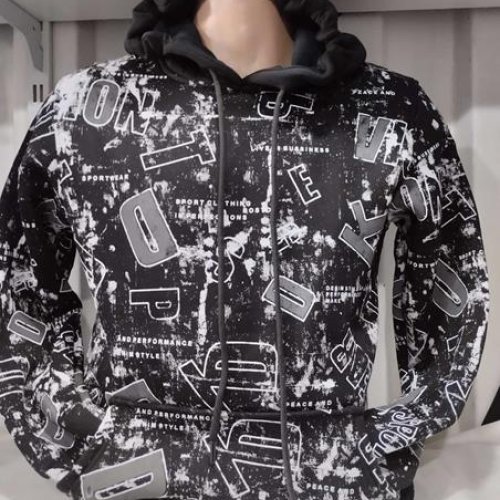 Худи Panda (S-2XL) 1498 black (зима) Panda 1498 black