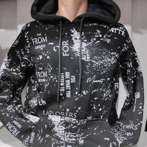 Худи Panda (S-2XL) 1502 black (зима) Panda 1502 black
