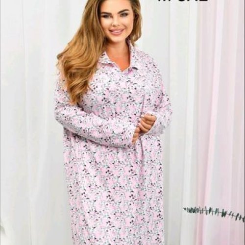 Ночнушка Romeo life (M-3XL) 70005 pink (зима) Romeo life 70005 pink