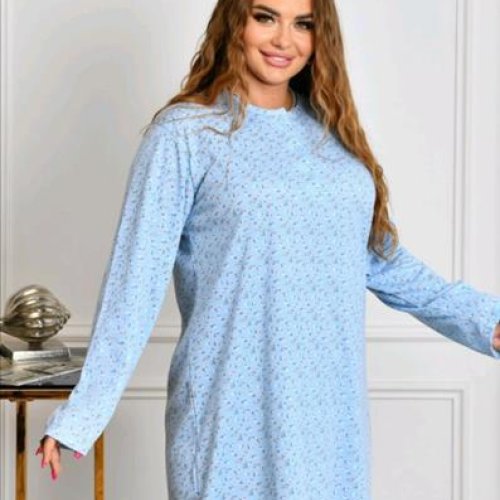 Ночнушка Romeo life (M-3XL) 70128-1 l.blue (зима) Romeo life 70128-1 l.blue