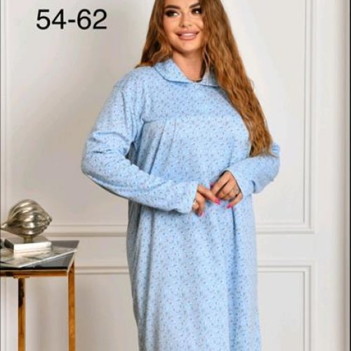 Ночнушка Romeo life (M-3XL) 70129-1 l.blue (зима) Romeo life 70129-1 l.blue