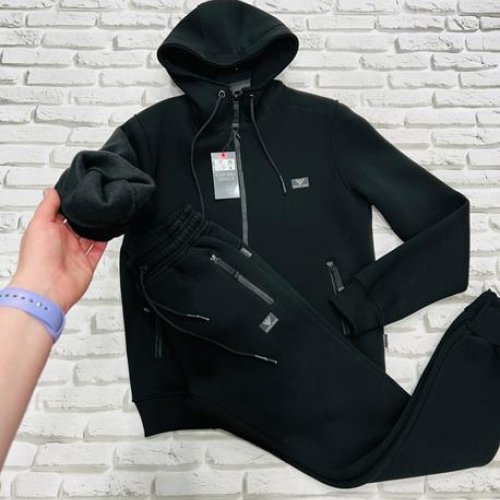 Костюм спорт Yulichka (M-3XL) F3008AR black (зима) Yulichka F3008AR black