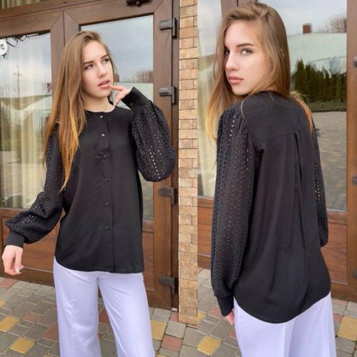 Блузка H&S (S-L) 503 black (деми) H&S 503 black