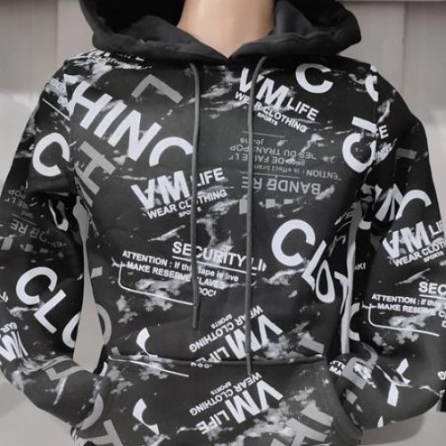 Худи Panda (S-2XL) 1509 black (зима) Panda 1509 black