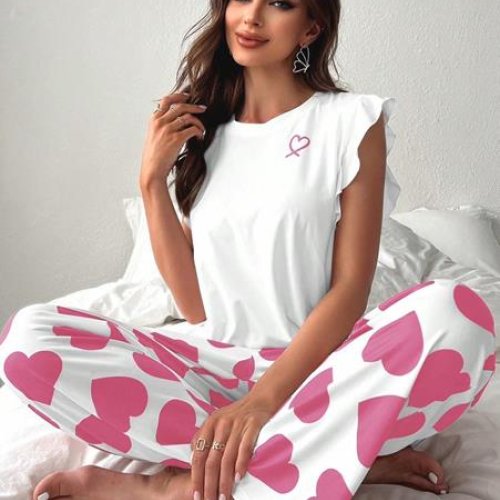 Пижама Fili Wear (S-2XL) N60025 white-pink (лето) Fili Wear N60025 white-pink