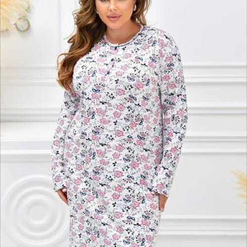 Ночнушка Brilliant (54-62) 70009 white-pink (зима) Brilliant 70009 white-pink