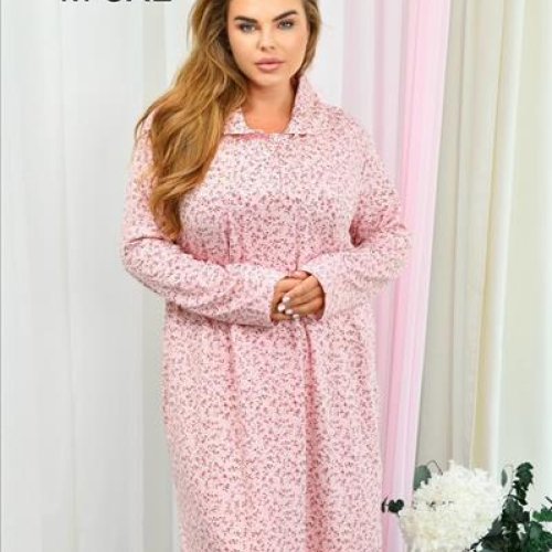 Ночнушка Brilliant (M-3XL) 70006 pink (зима) Brilliant 70006 pink