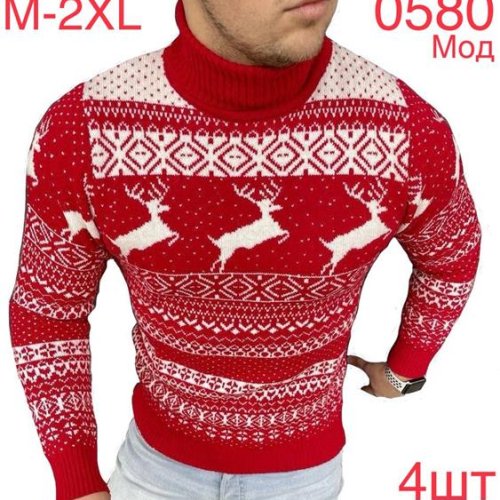 Свитер Надийка (M-2XL) 0580-2 red (зима) Надийка 0580-2 red