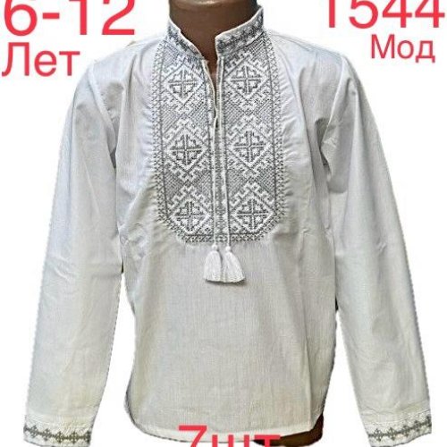 Вышиванка Надийка (6-12) 1544 white-grey (деми) Надийка 1544 white-grey
