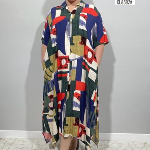 Платье BASE (XL-5XL) CL8582 blue (лето) BASE CL8582 blue