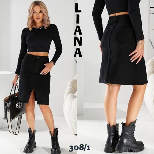 Юбка Liana Denim (25-30) 308-1 black (лето) Liana Denim 308-1 black