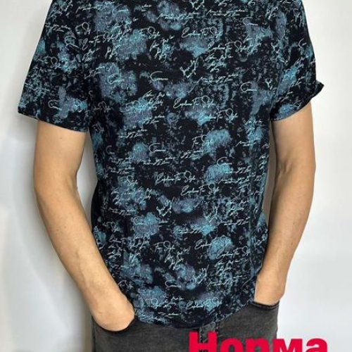 Футболка Vip Stendo (M-2XL) 5104 black-l.blue (лето) Vip Stendo 5104 black-l.blue
