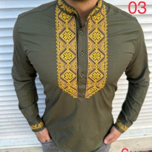Вышиванка Надийка (S-3XL) 03 khaki (деми) Надийка 03 khaki