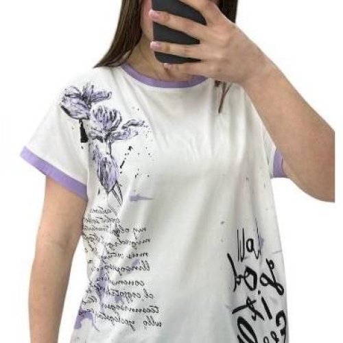 Футболка Novetly Store (48-56) 25017 white-lilac (лето) Novetly Store 25017 white-lilac