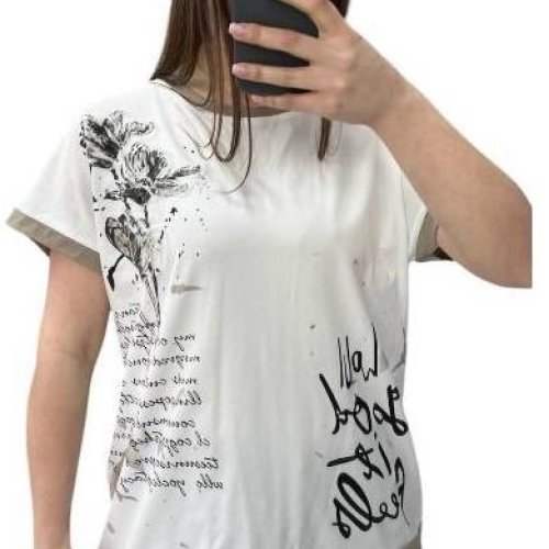 Футболка Novetly Store (48-56) 25017 white-khaki (лето) Novetly Store 25017 white-khaki