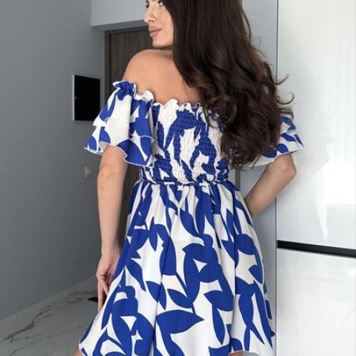 Платье Arina (42-48) 1509 white-blue (лето) Arina 1509 white-blue