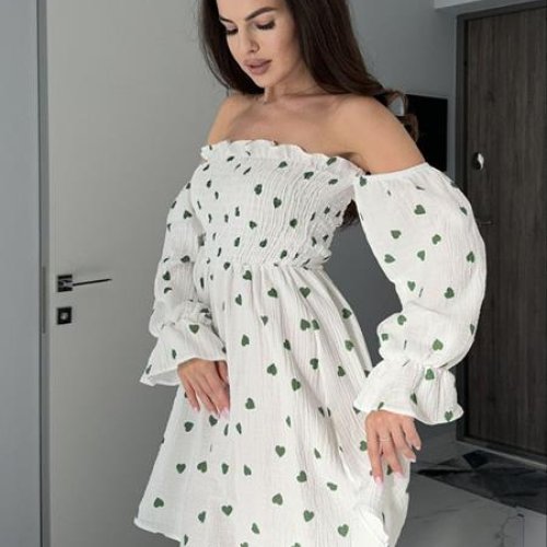 Платье Arina (42-48) 1510 white-green (лето) Arina 1510 white-green