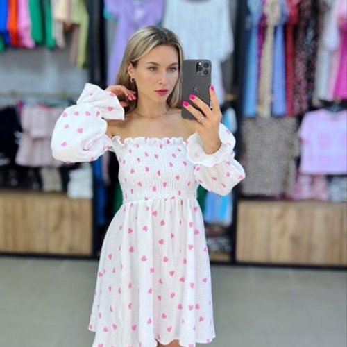 Платье Arina (42-48) 1510 white-pink (лето) Arina 1510 white-pink