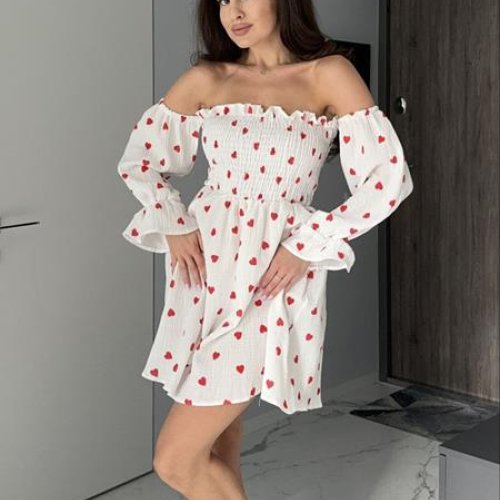 Платье Arina (42-48) 1510 white-red (лето) Arina 1510 white-red