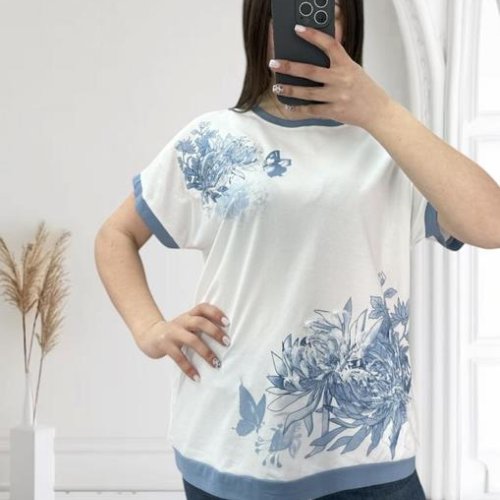 Футболка G.L.S.A (48-56) 25019 white-l.blue (лето) G.L.S.A 25019 white-l.blue
