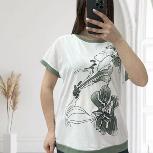 Футболка G.L.S.A (48-56) 25018 white-green (лето) G.L.S.A 25018 white-green