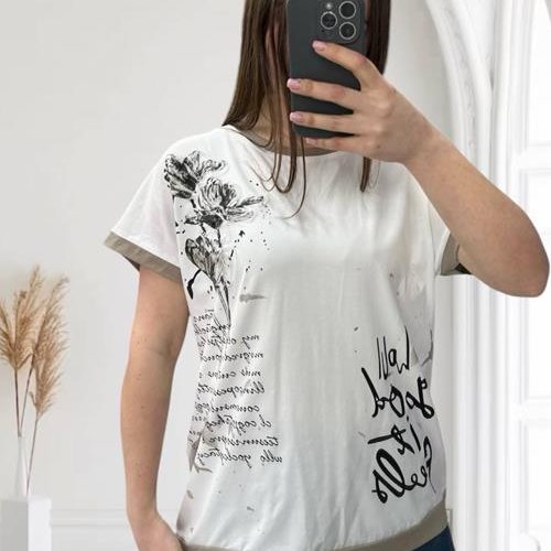 Футболка Ekvato (48-56) 25017 white-beige (лето) Ekvato 25017 white-beige