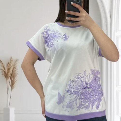 Футболка Ekvato (48-56) 25019 white-lilac (лето) Ekvato 25019 white-lilac