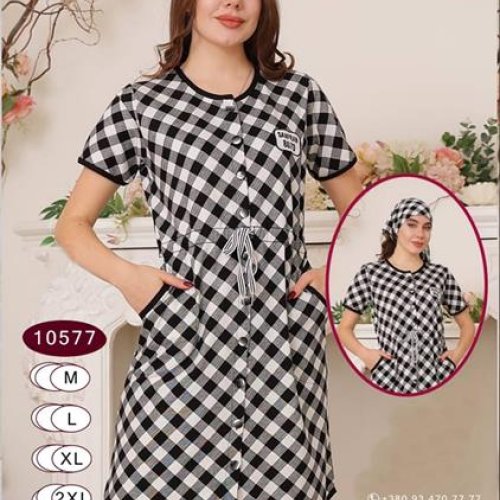 Халат sss Annet (M-2XL) DO10577 white-black (лето) sss Annet DO10577 white-black