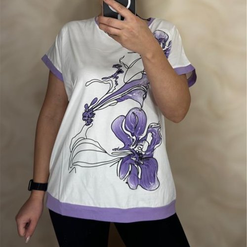 Футболка Shipi (M-2XL) 25018 white-lilac (лето) Shipi 25018 white-lilac