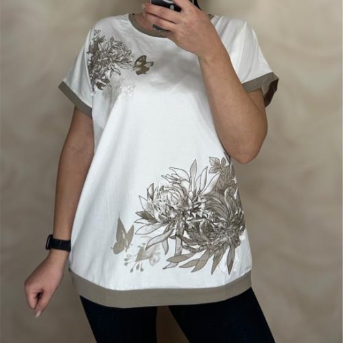 Футболка Shipi (M-2XL) 25019 white-khaki (лето) Shipi 25019 white-khaki