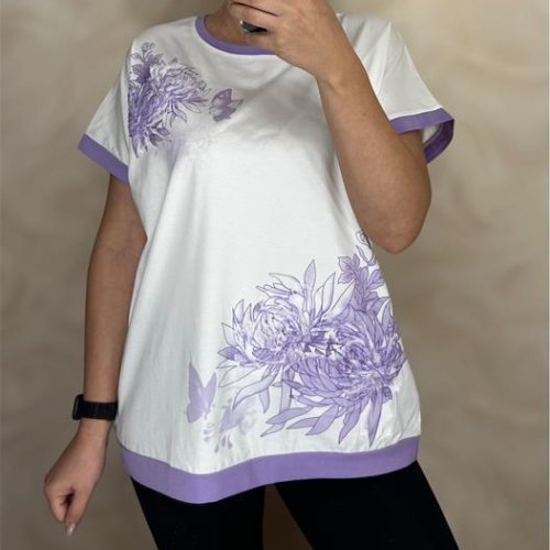 Футболка Shipi (M-2XL) 25019 white-lilac (лето) Shipi 25019 white-lilac