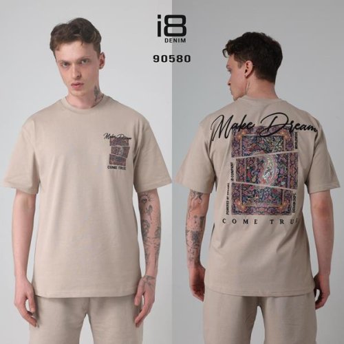 Футболка Three Black (S-XL) 90580 beige (лето) Three Black 90580 beige