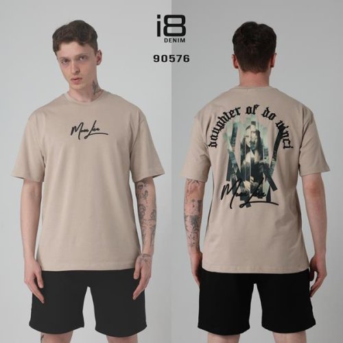 Футболка Three Black (S-XL) 90576 beige (лето) Three Black 90576 beige