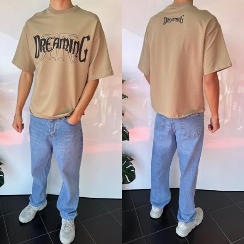 Футболка Three Black (S-2XL) 2022 beige (лето) Three Black 2022 beige